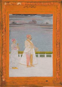 Mirza Husain Raza Khanin muotokuva, n. 1780 (läpinäkymätön wc ja kultaa paperilla) tekijältä Indian School