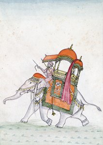 Muotokuva miehestä ratsastamassa norsulla, 1800-luvun alku (wc paperilla) tekijältä Indian School