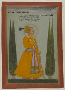 Postuumi muotokuva Marwarin Maharaja Ajit Singhistä, 1762 (wc paperilla) tekijältä Indian School