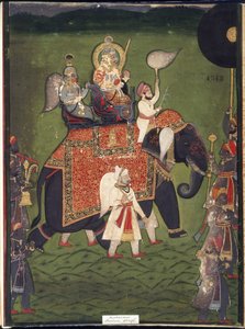 Rana Jawan Singh of Mewar (akvarelli paperille) tekijältä Indian School