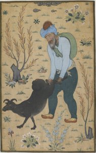 Paimen ja vuohi, Mughal-dynastia (väri puuvillalla) tekijältä Indian School