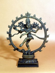 Shiva tanssii tulen ympyrässä ja murskaa pahan hengen. 1700-luvulla. , Milano tekijältä Indian School