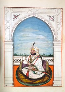 Sirdir Ajit Singh, kirjasta The Kingdom of the Punjab, its Rulers and Chiefs, osa I, 27 akvarellitutkimuksen osio tunnistamattomalta intialaiselta taiteilijalta, n. 1840 (wc paperilla) tekijältä Indian School