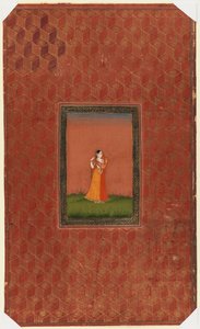 Seisova nainen, 1875-1900 (läpinäkymätön wc ja kultaa paperilla) tekijältä Indian School