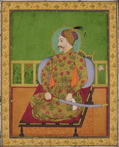 Sulttaani Abdullah Qutubshah Golcondasta (reg.1626-72) Deccan, Mughal, n.1640 (guassi, kultaa ja hopeaa paperilla) tekijältä Indian School