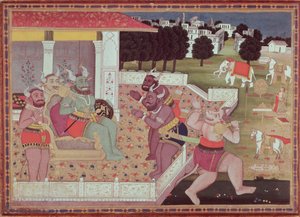 Asura Kumbha ja hänen demonien tuomioistuin, n. 1800 tekijältä Indian School