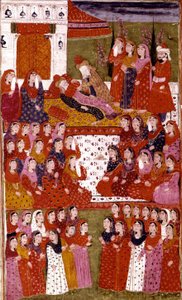 Abu Bakrin kuolema, kuvitus Hamla-i-Haydarista, Mirza Muhammad Rafi Bazil, 1808 tekijältä Indian School