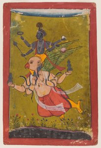 Vishnu Garudalla, n. 1725 tai aikaisemmin (wc, hopeaa & kultaa paperilla) tekijältä Indian School