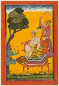 Vivaca Ragaputra, lehti Ragamala-sarjasta, n. 1700-20 (peittävä akvarelli ja kulta paperille). tekijältä Indian School