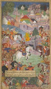 Vol.1 fol.20 Dasaratha lähtee kohti Angadaa kutsuakseen Rsyasrngan asuinpaikalleen (läpinäkymätön wc, mustetta ja kultaa paperilla) tekijältä Indian School