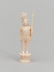 Valkoinen sotilas, shakkinappula, Intia, 1820 noin tekijältä Indian School