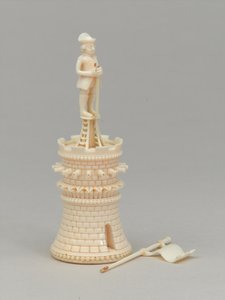 Valkoinen torni, shakkinappula, Intia, 1820 noin tekijältä Indian School