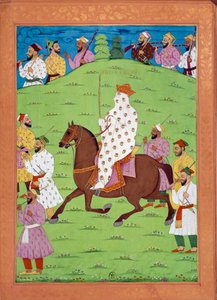 Nainen kuningattaren palveluksessa matkustamassa Shah Alemin hoviin intialaisten ja persialaisten pienoismallien julkaisussa Niccolo Manuccin (1638-1717) "Intian historia Tamertantesta Orangreybiin". B.N., Pariisi. tekijältä Indian School