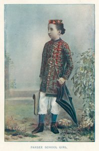 Intiaanit: Parsee School Girl (värillinen kuva) tekijältä Indian photographer