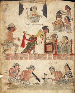Ihmiset soittavat musiikkia, tanssivat ja tupakoivat, kuvitus teoksista "Serat Damar Wulan" tai "The Romance of Damar Wulan" (kynä ja muste akvarellilla paperille) tekijältä Indonesian School
