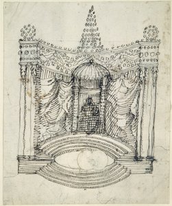 Valtaistuin (kynä ja muste paperille) tekijältä Inigo Jones