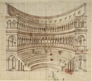 Amfiteatteri (kynä ja muste paperille) tekijältä Inigo Jones