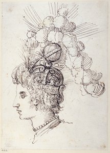 Bel-Anna, meren kuningatar, n. 1609 (kynä ja muste paperille) tekijältä Inigo Jones