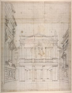 Kuppikunnan palatsi, noin 1619-23 (tussi ja muste paperille). tekijältä Inigo Jones