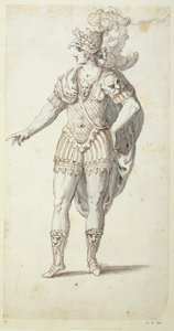 Lopullinen malli Oberonin mekkoon, n. 1611 (kynä ja muste paperille)