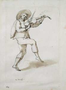 Mies viululla (kynä ja muste paperille) tekijältä Inigo Jones