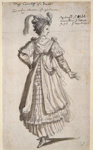 Kuningatar Zenobia, n. 1609 (kynä ja muste paperille) tekijältä Inigo Jones