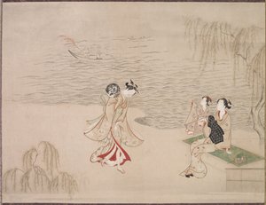 Kauneutta meren rannalla, n. 1765-1792. tekijältä Ippitsusai Bunchō
