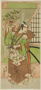 Näyttelijä Ichikawa Yaozo II esitystä edeltävässä näytelmässä "Soga Monogatari", joka esitettiin Morita-teatterissa toisessa kuussa 1773 tekijältä Ippitsusai Bunchō