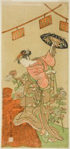 The Actor Iwai Hanshiro IV as Otatsu-gitsune in the Play Nue no Mori Ichiyo no Mato, Performed at the Nakamura Theater in the Eleventh Month, 1770 tekijältä Ippitsusai Bunchō