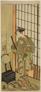 Näyttelijä Segawa Kikunojo II prinsessa Hitomaruna (Hitormaru Hime) (?) näytelmässä Soga Moyo Aigo no Wakamatsu (?), joka esitettiin Nakamura-teatterissa (?) ensimmäisenä kuukautena, 1769 (?) tekijältä Ippitsusai Bunchō