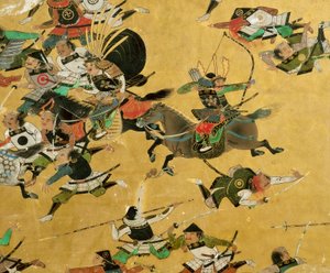 Antiikkinen samurai-näyttö, joka kuvaa Osakan linnan kukistumista vuonna 1615 - esillä..., 2005 (kuva) tekijältä Ira Block