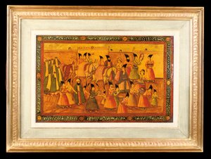 Yksi maalatuista paneeleista, Qajar Iran, 1850-75 tekijältä Iranian School