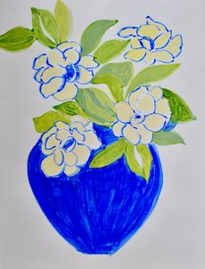Värikäs sininen kukkamaljakko