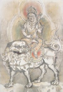 Irie Hako, Manjushri auf einem Löwen sitzend tekijältä Irie Hako