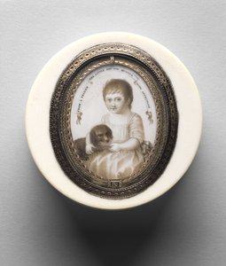 Laatikko, jossa pojan muotokuva, n. 1790 (seepia norsunluun päällä tekijältä Irish School