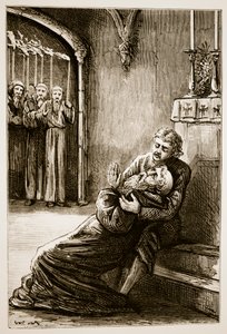 Mary Cusackin (1829-1899) The Trias Thaumaturga, eli Irlannin kolme ihmetekevää pyhää, St. Columban kuolema, julkaistu noin 1890-luvulla tekijältä Irish School