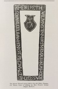 Print Master Masons -hautalaatalta vanhassa Abbeyssa, Bangor, Co. Down, päivätty 1626 tekijältä Irish School
