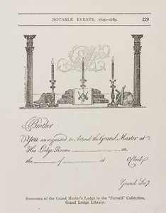 Grand Masters Lodgen kutsu, 1700-luvun puoliväli tekijältä Irish School