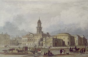 Rotunda Hospital, Dublin (värilitografia) tekijältä Irish School