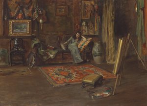 William Merritt Chasen Tenth Street Studion sisustus (öljy kankaalle)