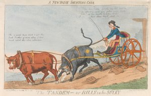 Ein neuer irischer Jaunting Carr. Das Tandem - oder Billy in seinem Sulky tekijältä Isaac Cruikshank