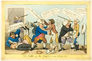 Parturien ja kirurgien taistelu tekijältä Isaac Cruikshank