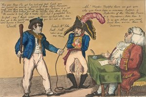 Vaippa ryysyissä, 1803 (käsin värjätty etsaus) tekijältä Isaac Cruikshank