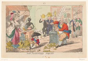 Valokeila Marie Antoinettessa Lodewijk XVI:ssa, 1789 Pakotetut uhraukset (otsikko esineessä)