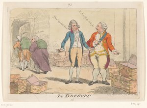 Sarjakuva Ranskan finanssikriisistä, 1788 Le Defecit (otsikko esineessä)