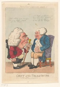 Spotprent op de dorpsarts, 1799 Tohtori kylän haamu! (otsikko esineessä) Familiar Ghosts (sarjan nimi esineessä)
