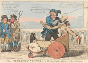 Das Schatzamt-Spektakel oder das Staatsoberhaupt in einer seltsamen Lage tekijältä Isaac Cruikshank
