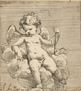 Putto pitelee taskulamppua