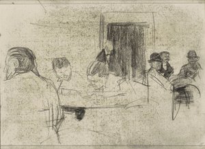 Miehet pöydissä, mahdollisesti kahvilassa tekijältä Isaac Israels