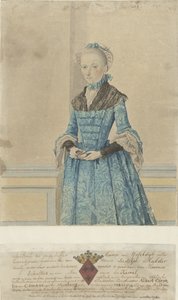 Maria van IJsseldijkin muotokuva, seisova polvikappale tekijältä Isaac Lodewijk la Fargue van Nieuwland